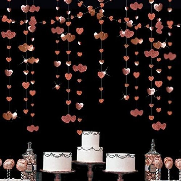 Other - Valentines Day Party Decorations Rose Gold Heart Garland Hanging Paper Love Hear